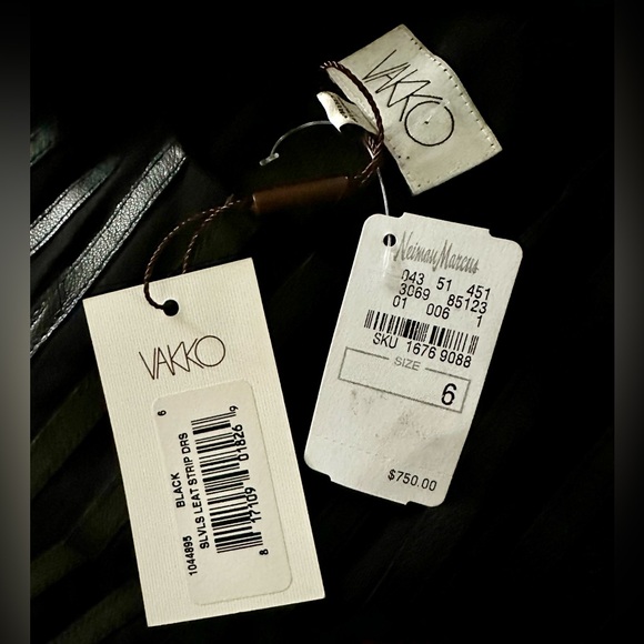 NWT Vakko Sleeveless Leather Stripe A-line Midi Dresss - Picture 5 of 8